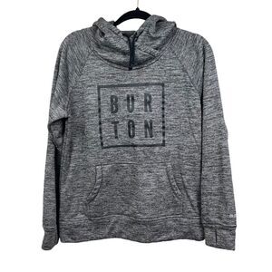 Burton Hoodie‎ Sweatshirt Long Thumbhole Sleeve Heather Gray Black Women Size M